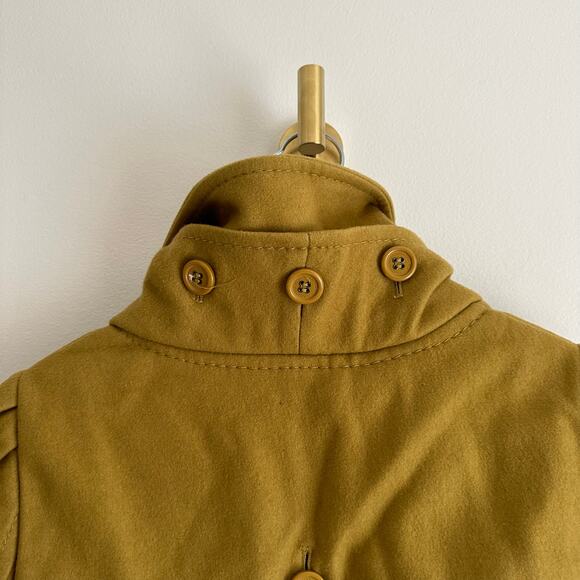 BCBGMAXAZRIA Wool-Cashmere Ruffle Zip Up Pea Coat Green Ochre S - Picture 6 of 14